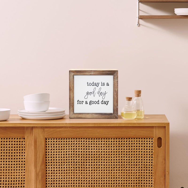 MACVAD Today is A Good Day for A Good Day Inspirational Wood Box Sign for Home Decor,Freestanding Mini Wood Block Sign for Desk,Shelf or Wall Display 6" x 6" x 1.57" - Image 4